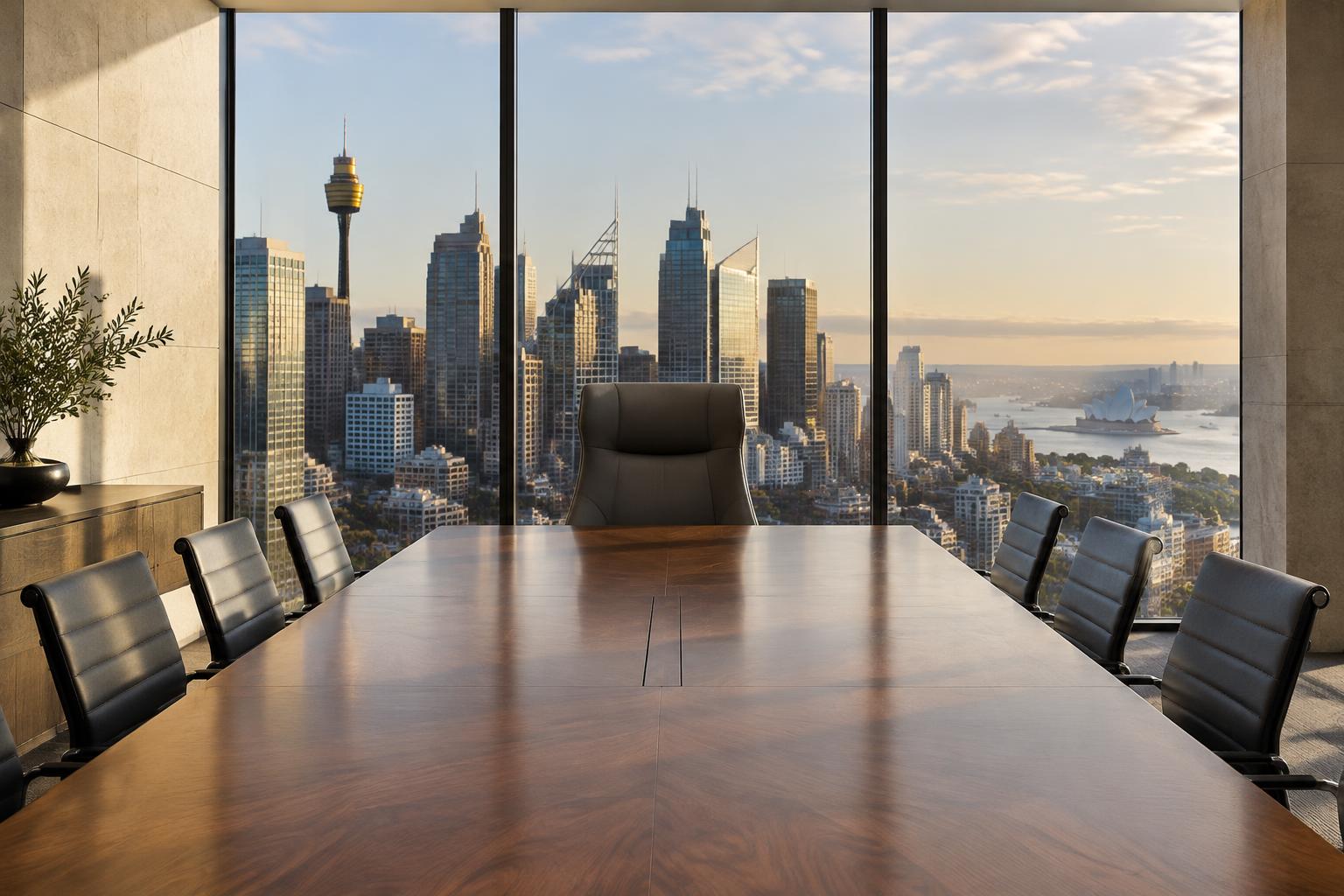 Executive chair at the head of a Sydney boardroom table