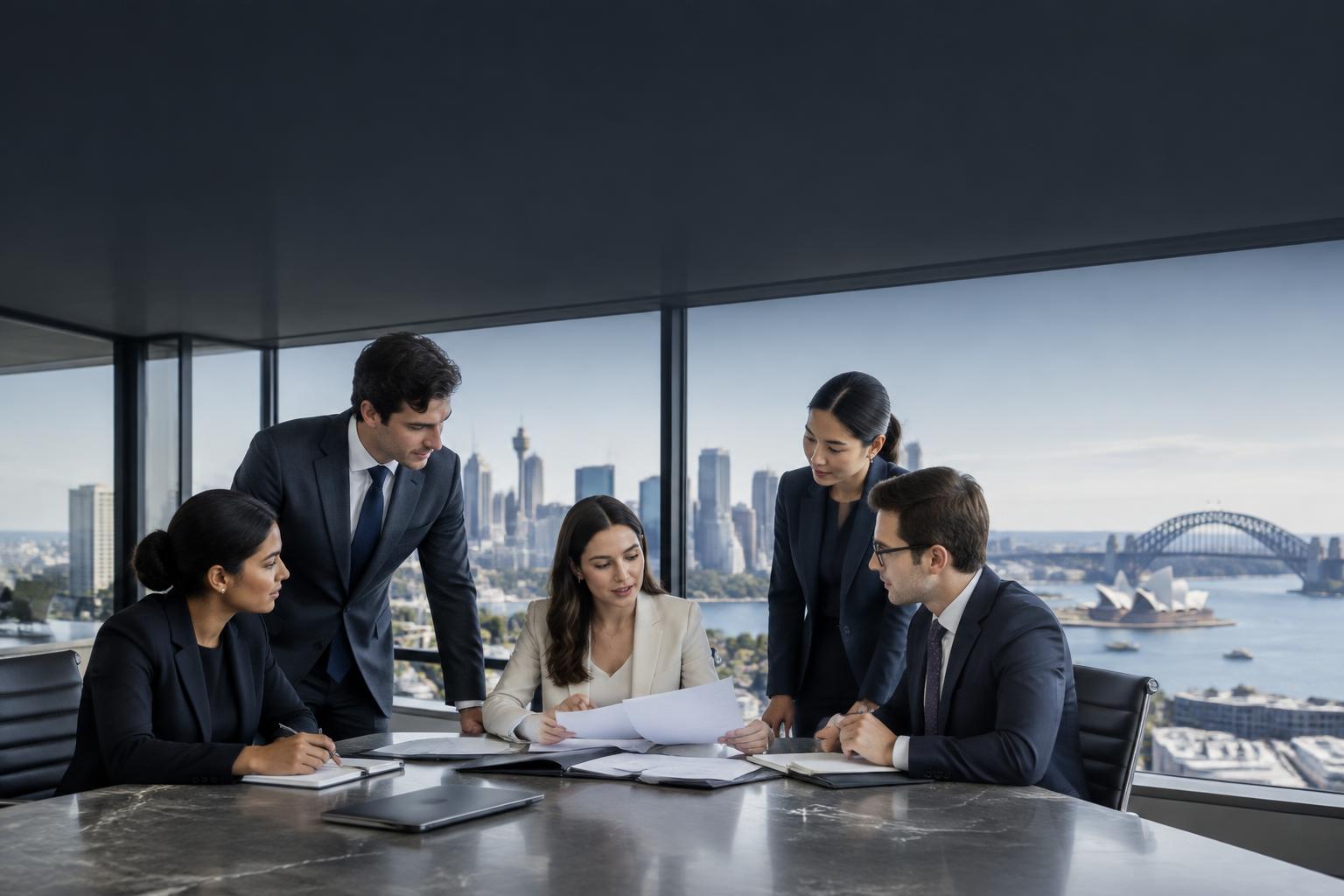 Legal professionals working together in a Sydney office