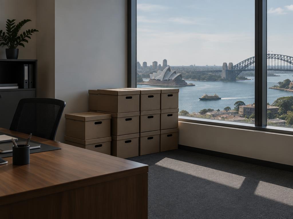 Packed archive boxes in a Sydney office