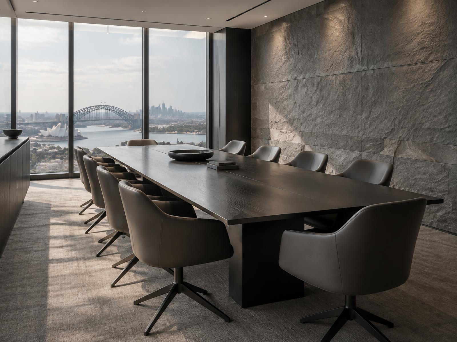 Contemporary conference room overlooking Sydney Harbour